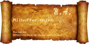 Milhoffer Anikó névjegykártya